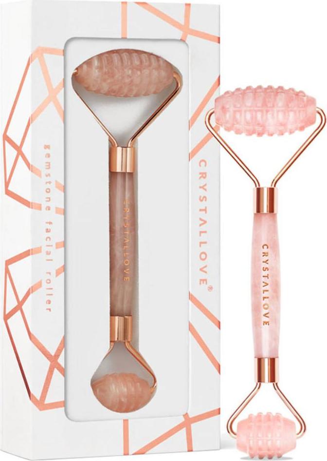 Crystallove 3D rose quartz roller na obličej 1 ks