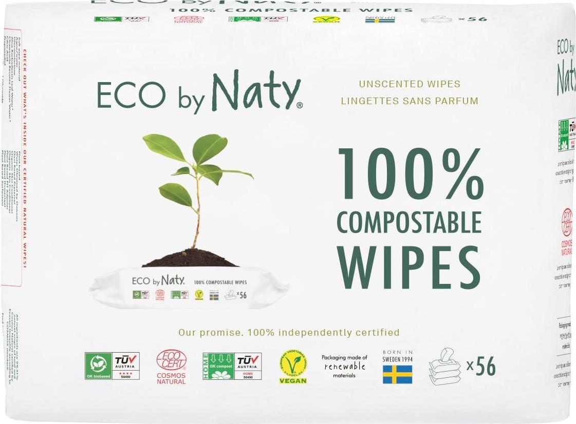 Eco by Naty Vlhčené ubrousky bez vůně pro citlivou pokožku 56 ks