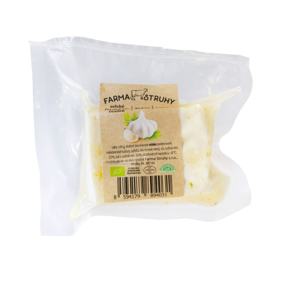 Sýr čerstvý selský česnek 100 g BIO   FARMA STRUHY Farma Struhy