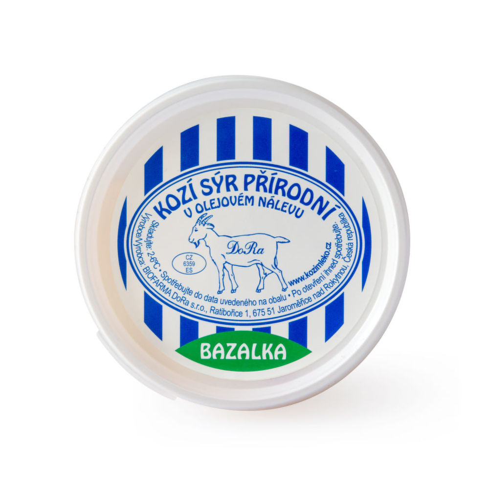 Sýr kozí v olejovém nálevu s bazalkou 190 g   BIOFARMA DORA Biofarma DoRa