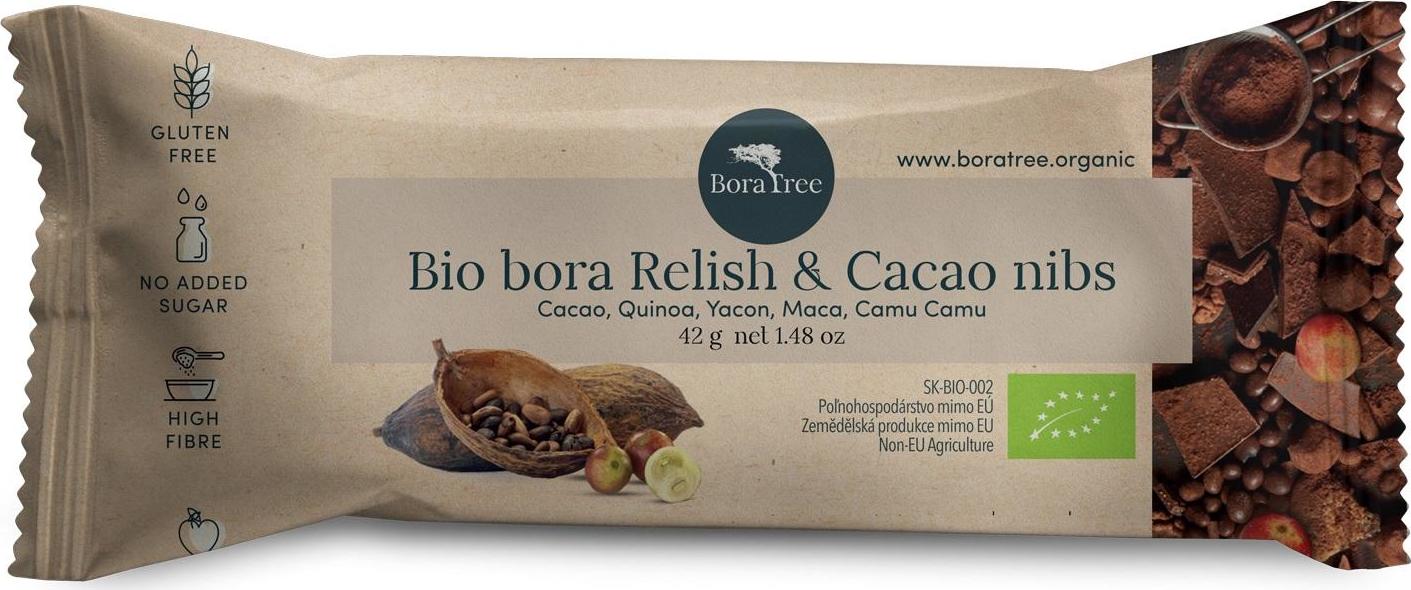 BoraTree BIO Tyčinka s kakaovými boby a směsí Bio bora Relish 42 g