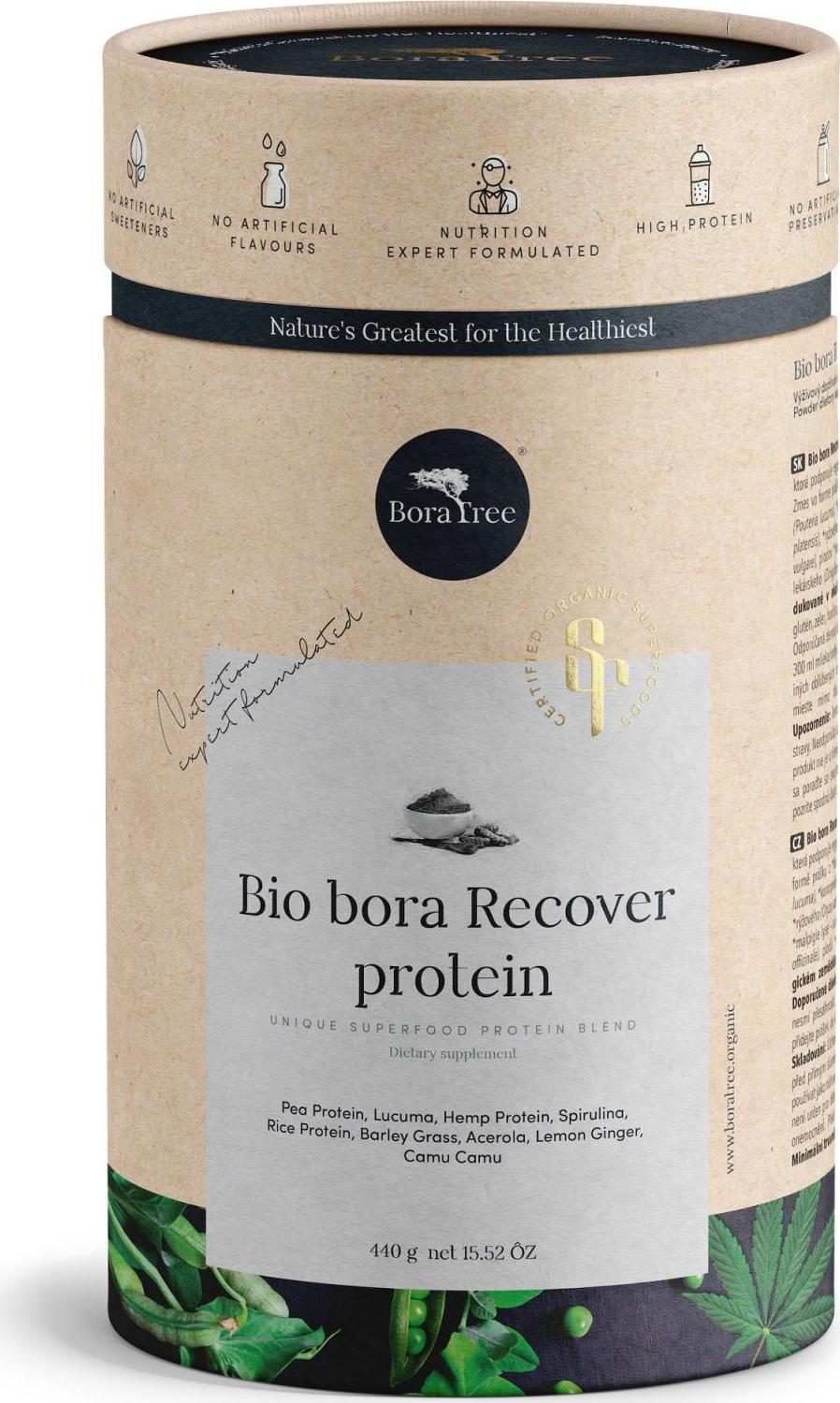 BoraTree Unikátní proteínová směs se superfoods BIO bora Recover 22 porcí 440 g