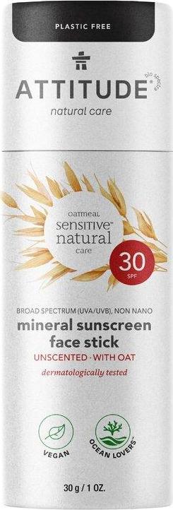 Attitude 100% minerální ochranná tyčinka na obličej a rty (SPF 30) pro citlivou a atopickou pokožku 30 g