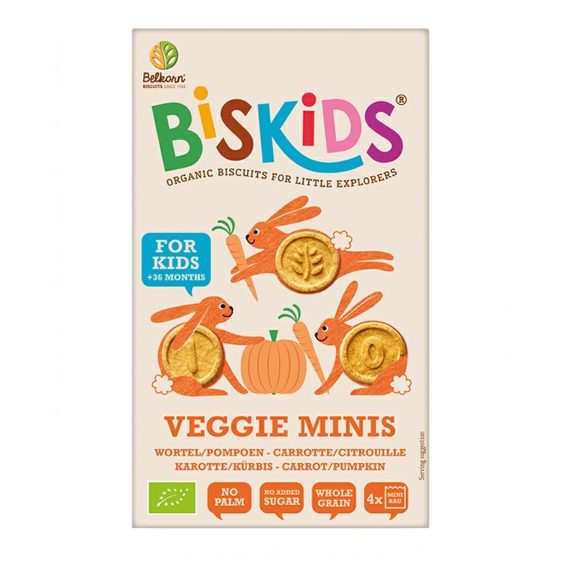 BISkids Dětské celozrnné mini sušenky s mrkví a dýní bez přid. cukru BIO 120 g expirace
