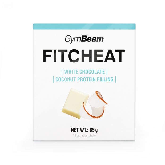 Proteinová čokoláda Fitcheat 10 x 80 g bílá čokoláda kokos - GymBeam GymBeam