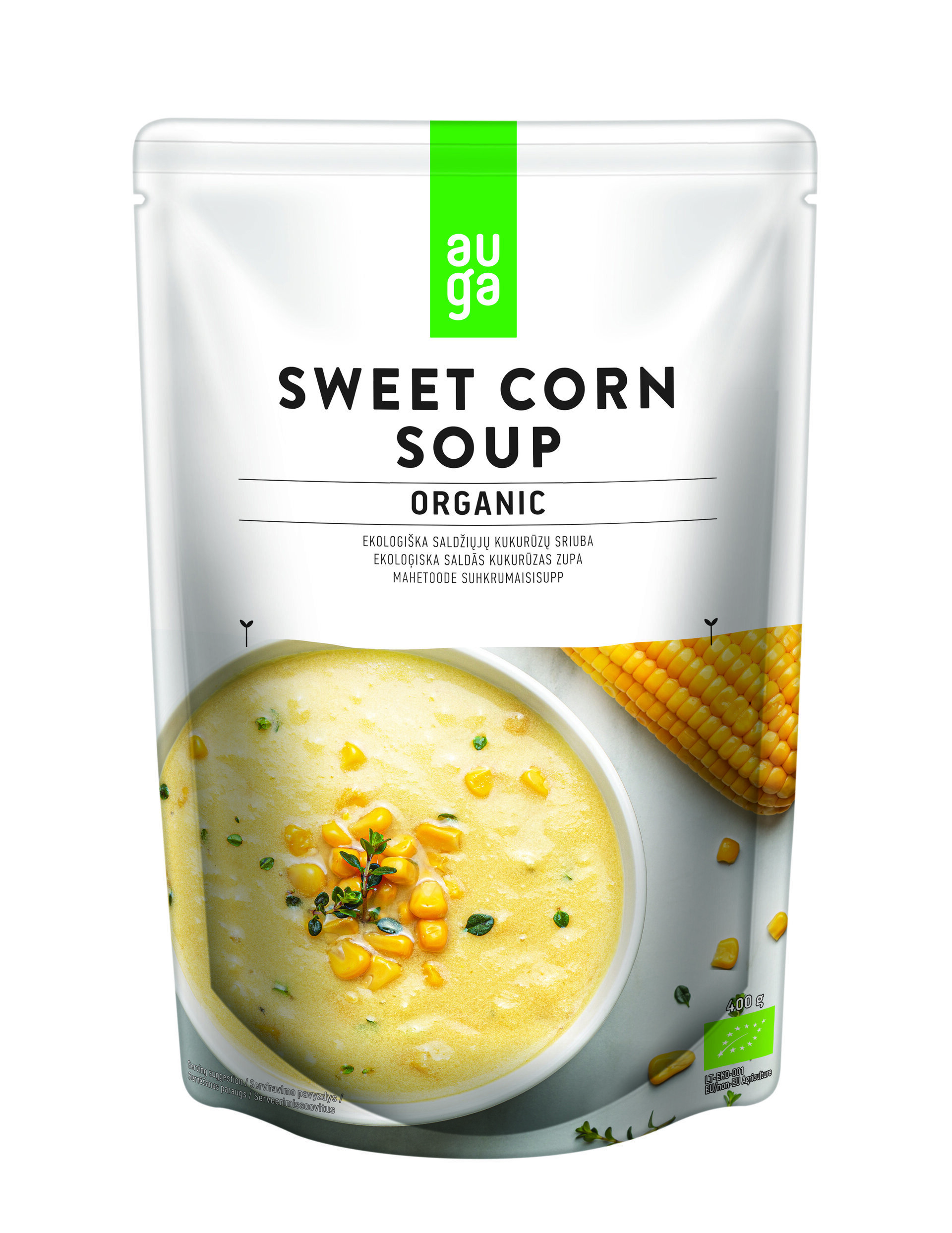 AUGA ORGANIC Sweet Corn Soup 400 g expirace