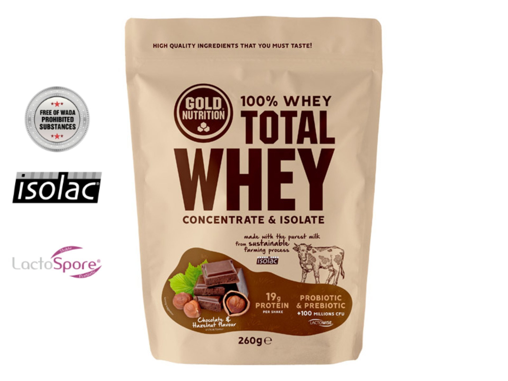 Gold Nutrition Total Whey Protein 260 g čokoláda/lískový oříšek expirace