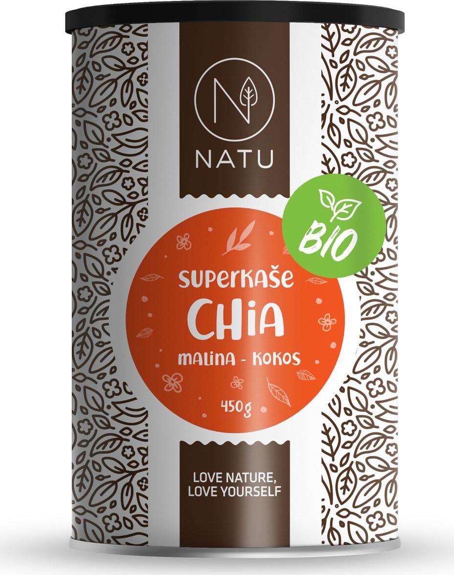 NATU Superkaše CHIA s malinami a kokosem BIO 450g