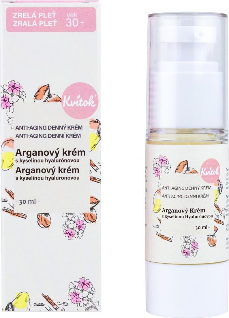 Kvitok Arganový denní krém s kyselinou hyaluronovou 30+ anti-aging 30 ml