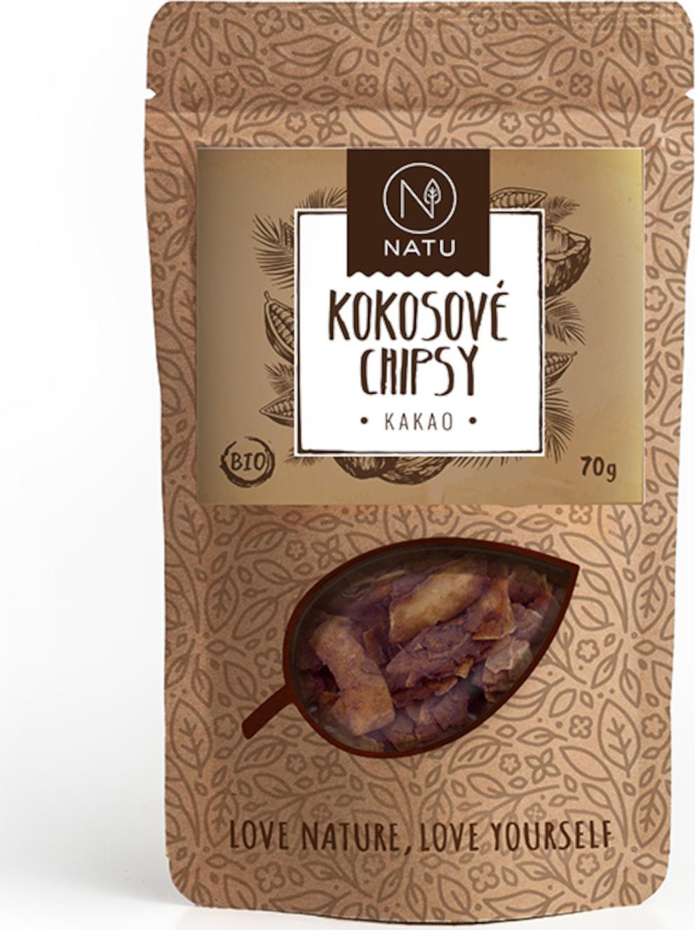 NATU Kokosové chipsy BIO - kakao 70g