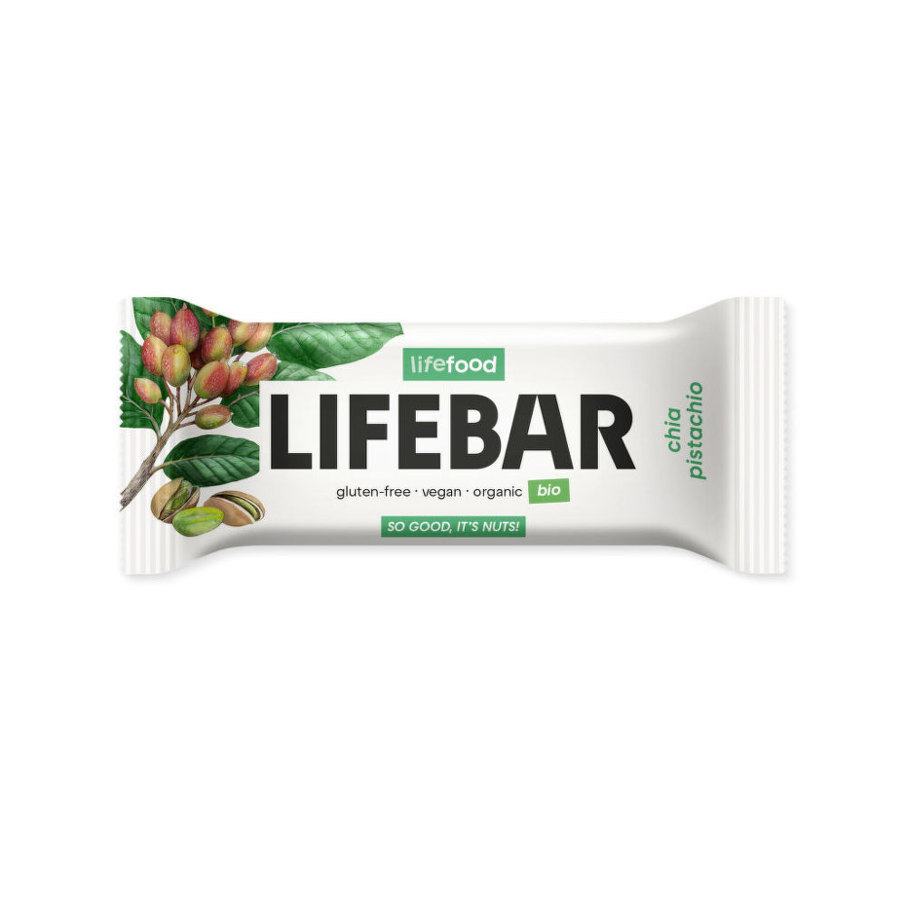 Tyčinka Lifebar pistáciová s chia RAW 40 g BIO   LIFEFOOD Lifefood