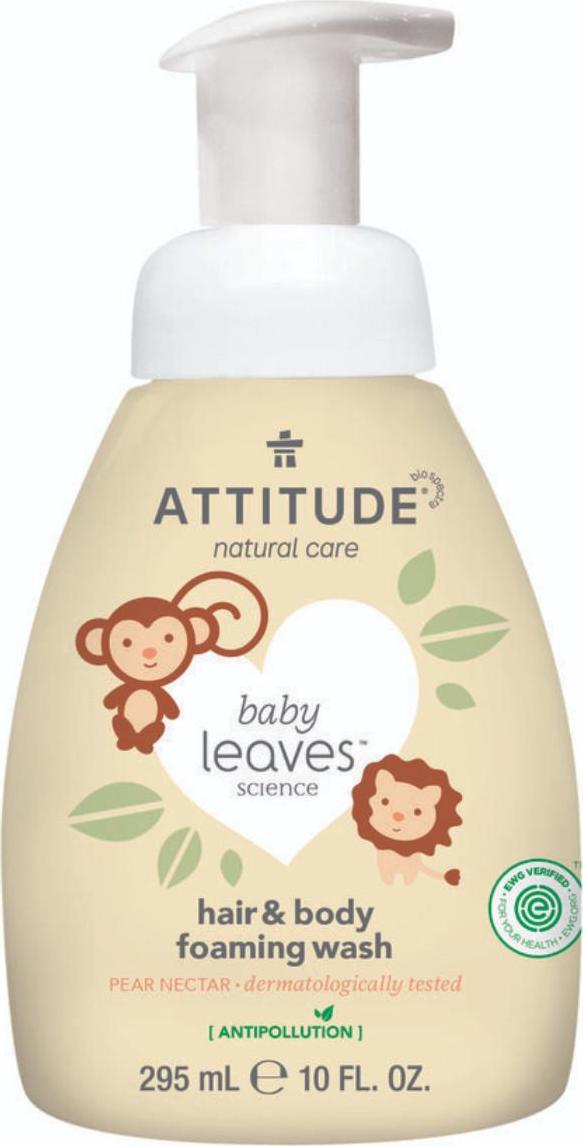 Attitude Dětská mycí pěna (2 v 1) Baby leaves s vůní hruškové šťávy 295 ml