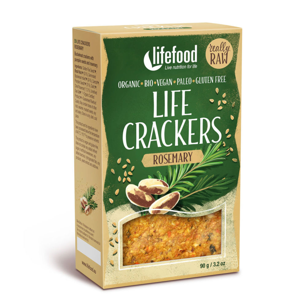 Life crackers rozmarýnové raw 90 g BIO   LIFEFOOD Lifefood