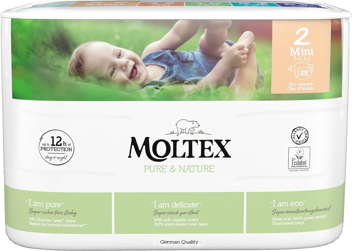 Moltex Dětské plenky Mini 3-6 kg Pure & Nature 38 ks