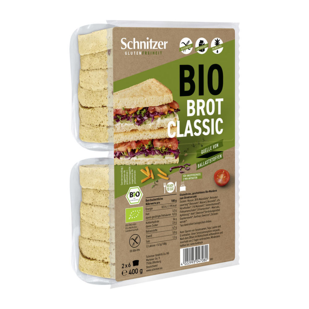 Chléb toustový klasik bezlepkový 400 g BIO   SCHNITZER Schnitzer