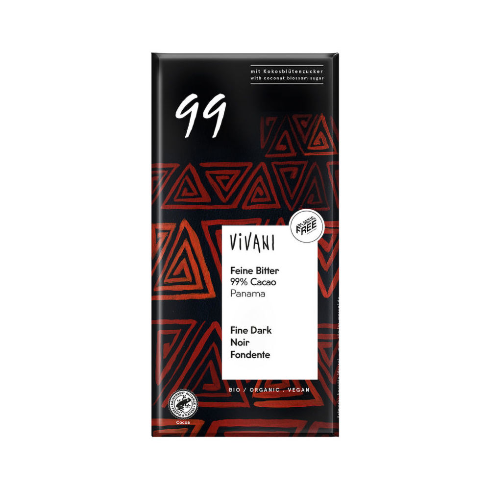 Čokoláda hořká s kokosovým cukrem 99 % 80 g BIO   VIVANI Vivani