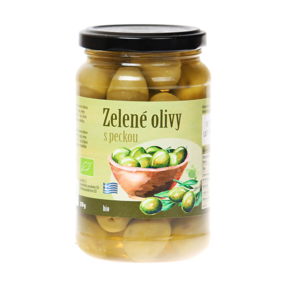 Olivy zelené s peckou v nálevu 370 g BIO   BIO NEBIO Bio nebio