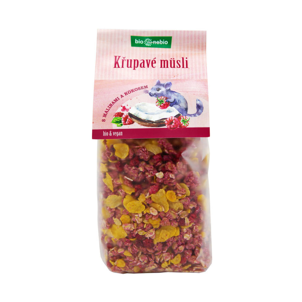 Müsli křupavé s malinami a kokosem 300 g BIO   BIO NEBIO Bio nebio