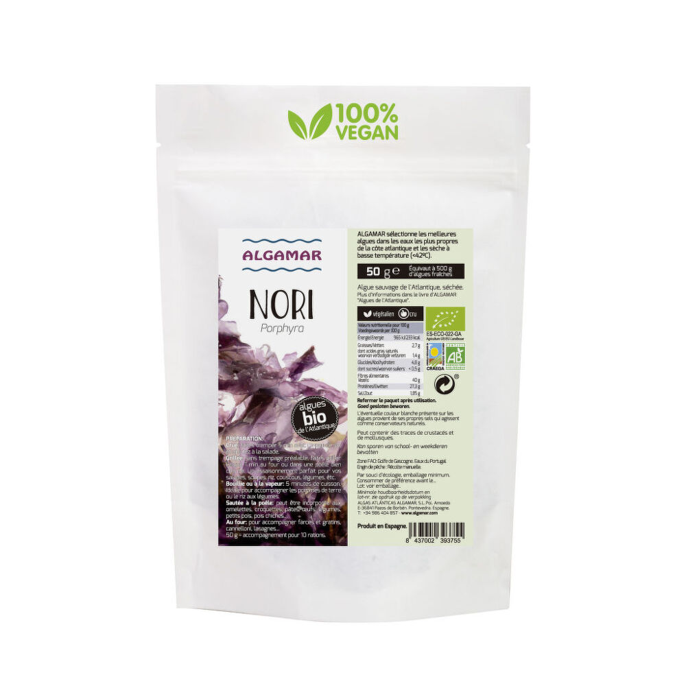Mořské řasy Nori vločky 50 g BIO   ALGAMAR Algamar