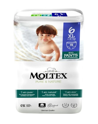 Moltex Natahovací plenkové kalhotky Pure & Nature - XL 14+ kg (18 ks) z Econea.cz