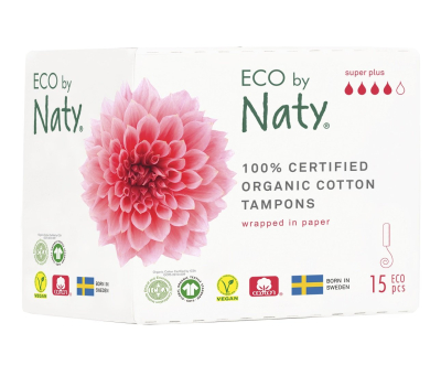 Naty Tampony Super plus (15 ks) - 100% z biobavlny, 4 kapičky z Econea.cz