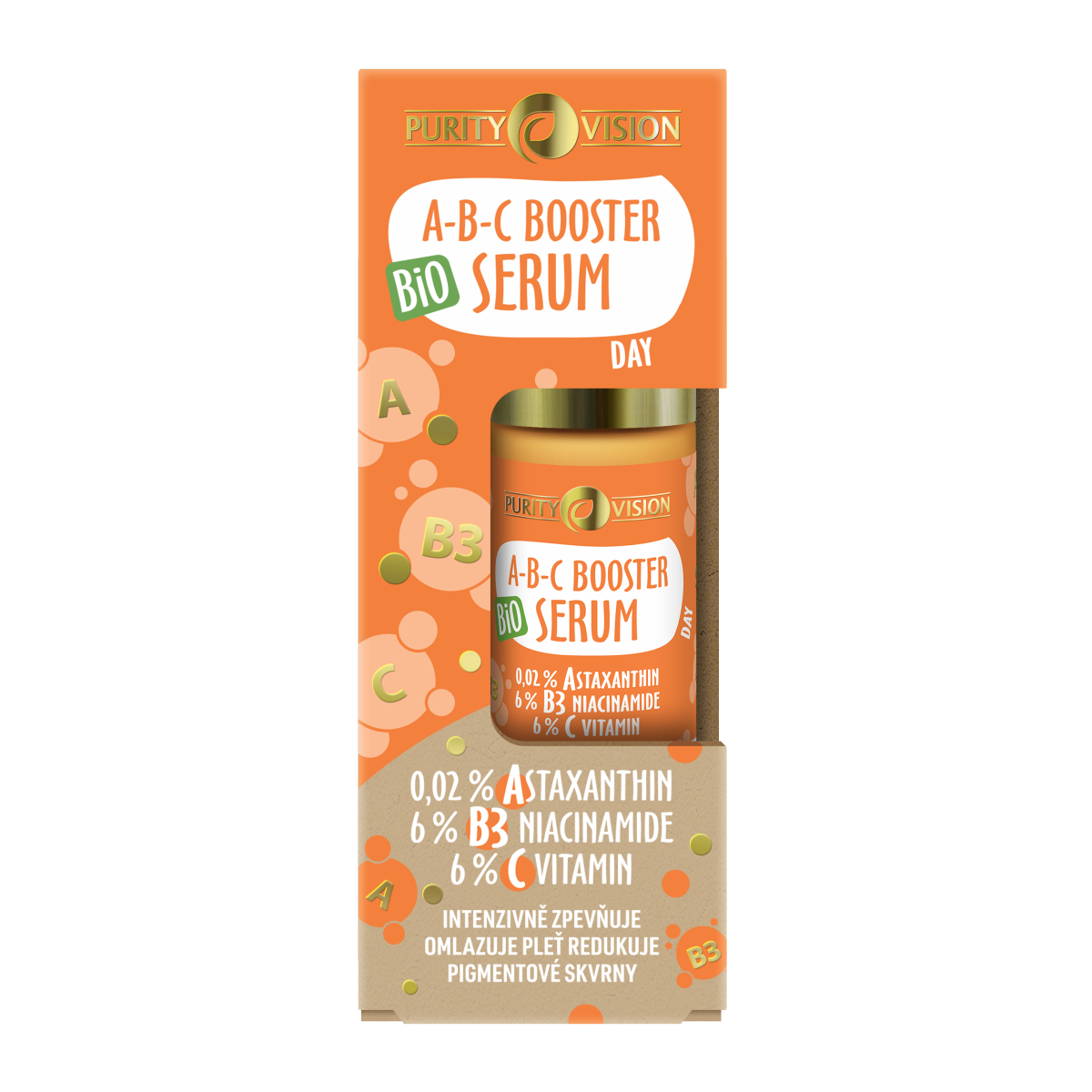 Purity Vision Denní pleťové sérum ABC Booster Day BIO (30 ml) - s astaxanthinem, niacinamidem a vitamínem c z Econea.cz