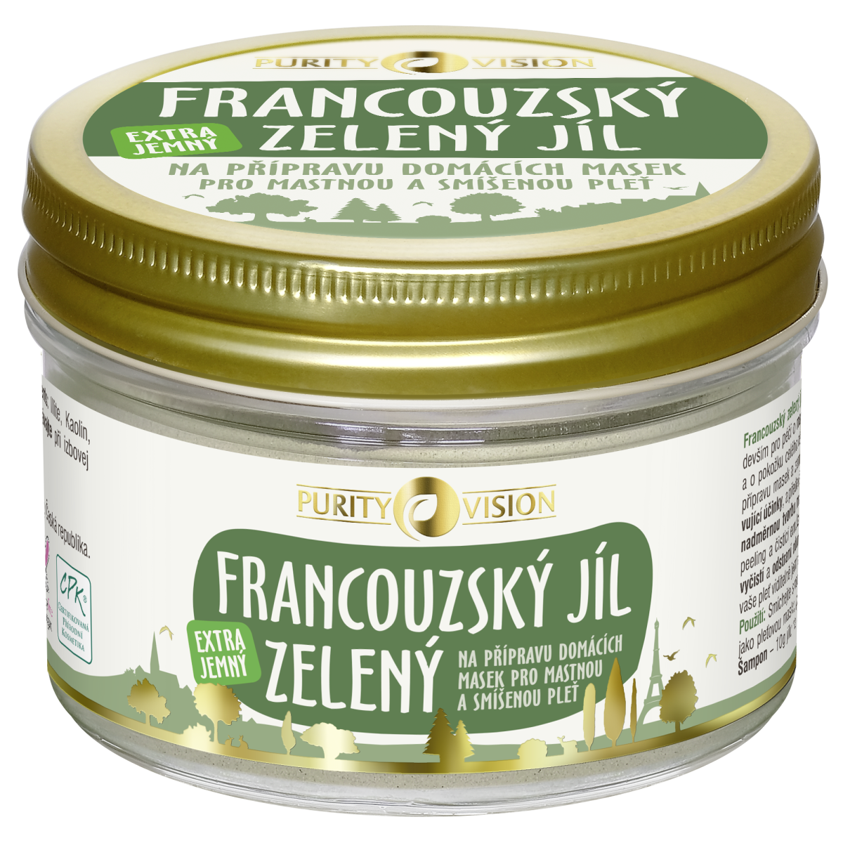 Purity Vision Francouzský zelený jíl (150 g) - ideální pro mastnou a smíšenou pleť z Econea.cz