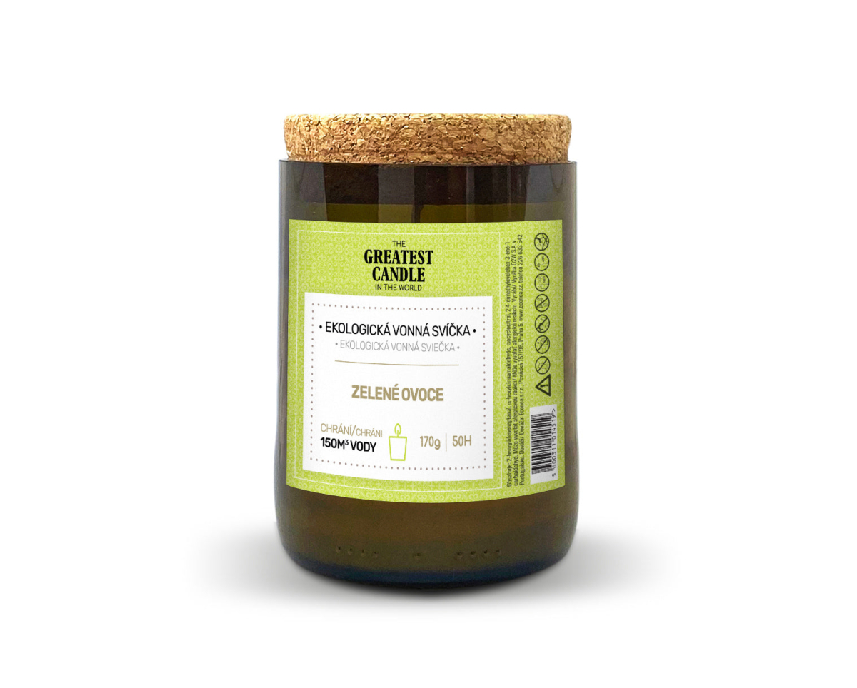 The Greatest Candle Svíčka v lahvi od vína (170 g) - zelené ovoce - vydrží hořet cca 50 hodin z Econea.cz