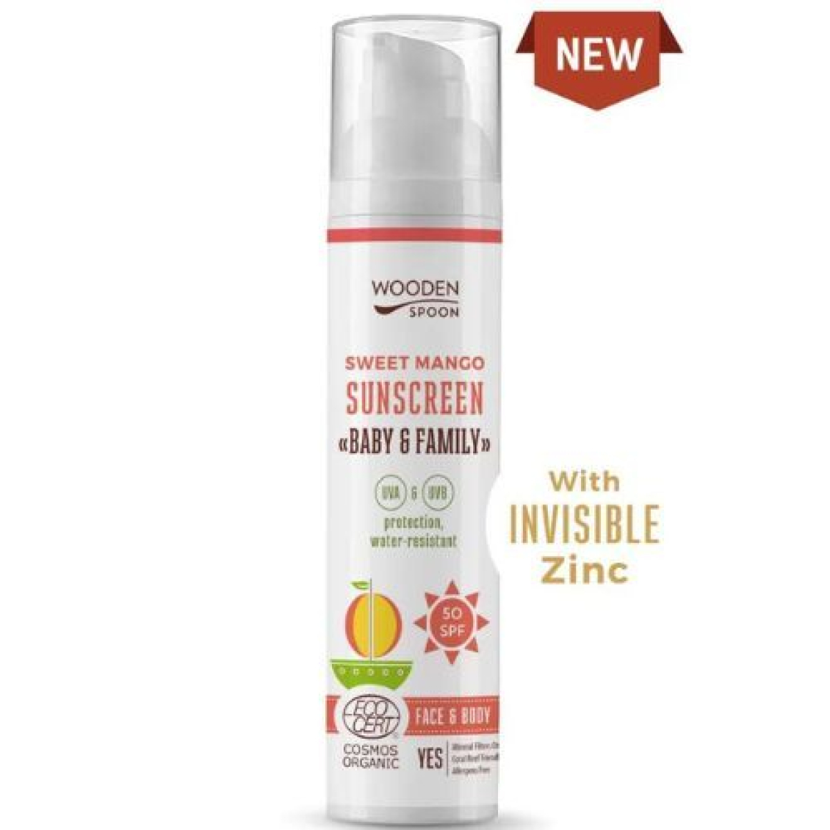 Wooden Spoon Opalovací tělové mléko Mango Baby & Family SPF 50 BIO (100 ml) z Econea.cz