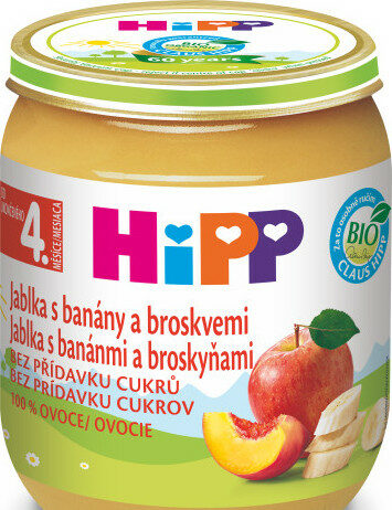 HiPP OVOCE BIO Jablka s banány a broskvemi 125g C-64 - balení 6 ks