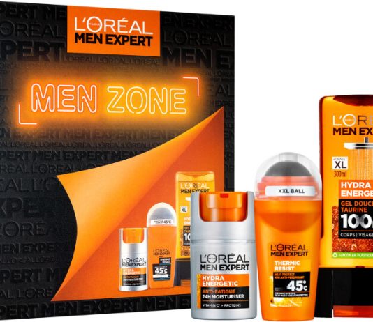 L’Oréal Paris Men Expert hydratační krém proti známkám únavy 50 ml + antiperspirant roll-on 50 ml + stimulující sprchový gel 300 ml